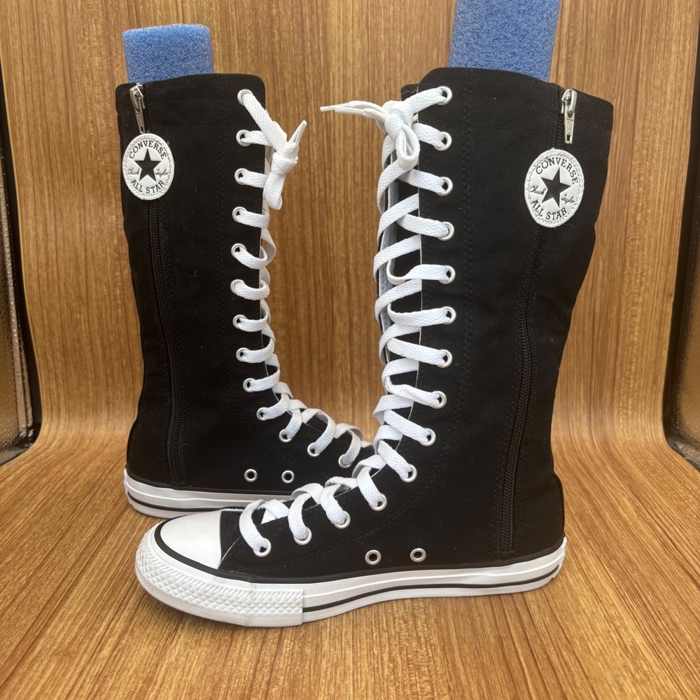 Converse Chuck Taylor XX-Hi Boots Junior 4 Black White Lace Up Back Zip Sneaker